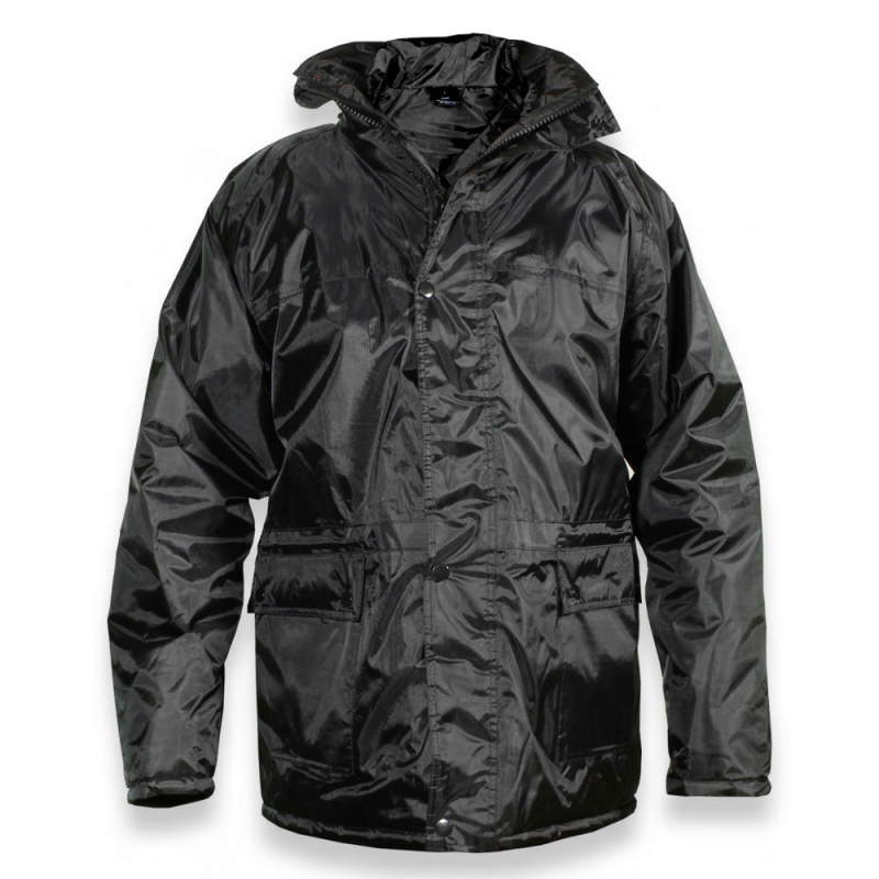 Black Quilted Waterproof Work Jacket - Police Supplies